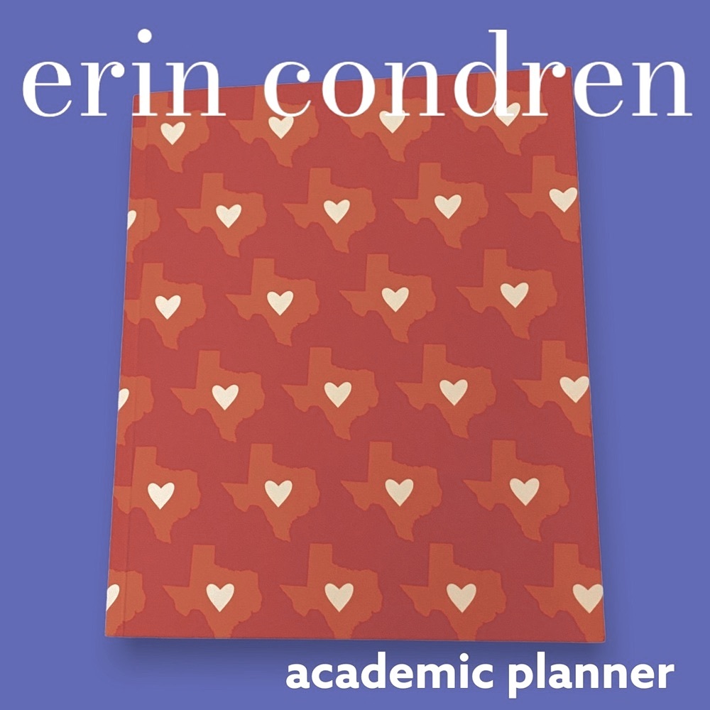 NEW Erin Condren Academic Planner - Orange Texas Hearts